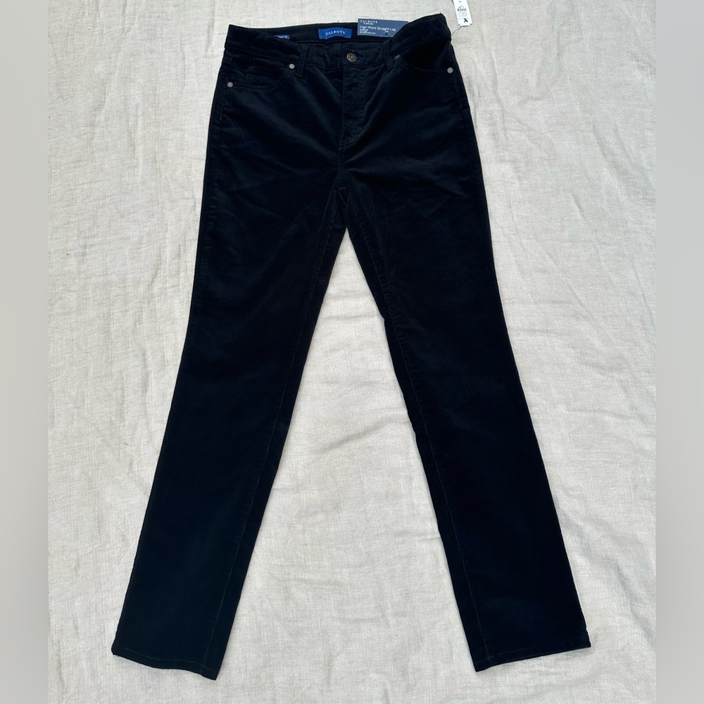 New Talbots Women’s High Waist Straight Leg Black Pants - Size Petite 4